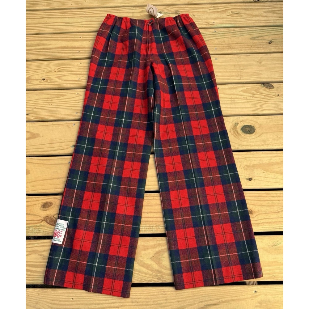 Vintage‎ 70s Pendleton Wide Leg Flare Wool Plaid Pants Womens 18 Tartan NEW